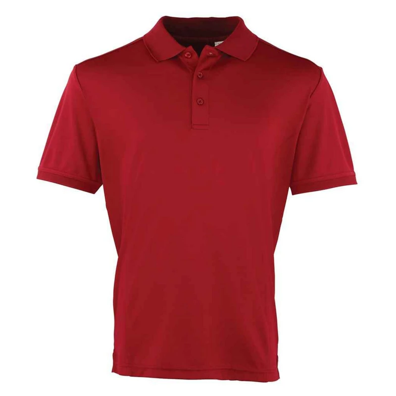 Image of Premier Premier Men Coolchecker Pique Polo Shirt in Burgundy Size: Small Burgundy S Male 5063527055712