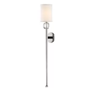 Image of Rockland 1 Light Wall Sconce Polished Nickel, Faux Silk