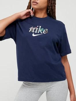 Image of Nike NSW Boxy Nature Tee - Obsidian, Obsidian, Size S, Women