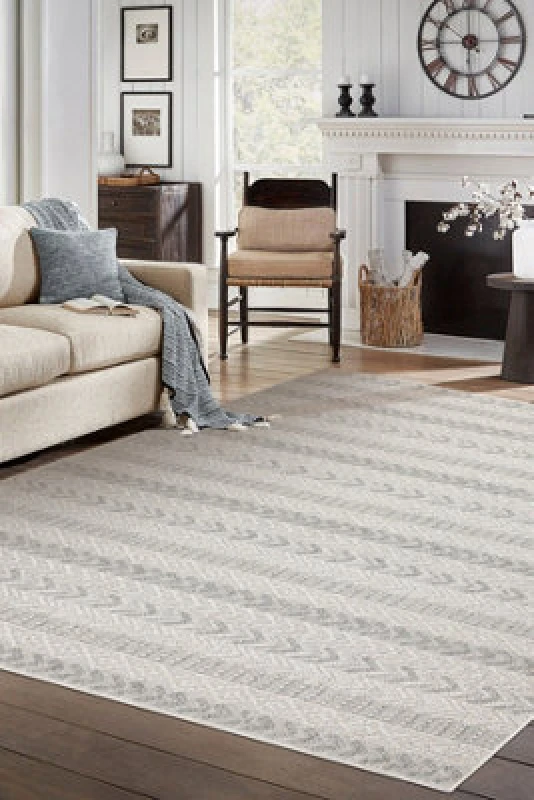 Image of RugsX Carpet Jersey 19243 Grey - Chevron, Structural, Loop Boho 60X100 Cm