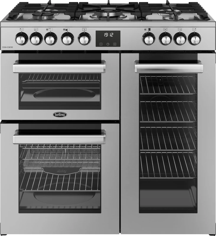 Image of Belling CookCentre 90DF 90cm Dual Fuel Range Cooker - Stainless Steel - A/A Rated