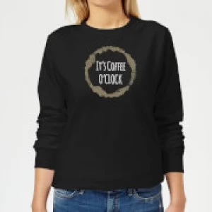 Image of It's Coffee O'Clock Womens Sweatshirt - Black - 3XL - Black