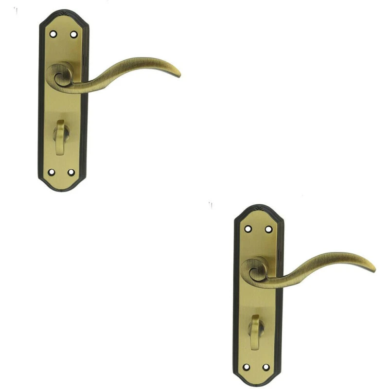Image of Loops 2x PAIR Spiral Sculpted Lever on Bathroom Backplate 180 x 48mm Florentine Bronze Multi