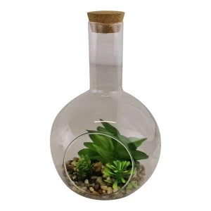 Image of Medium Faux Succulent In Glass Terrarium