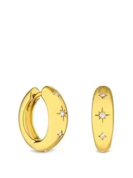 Image of Inicio 14K Gold Plated Recycled Mini Star Hoop Earrngs Gift Pouch
