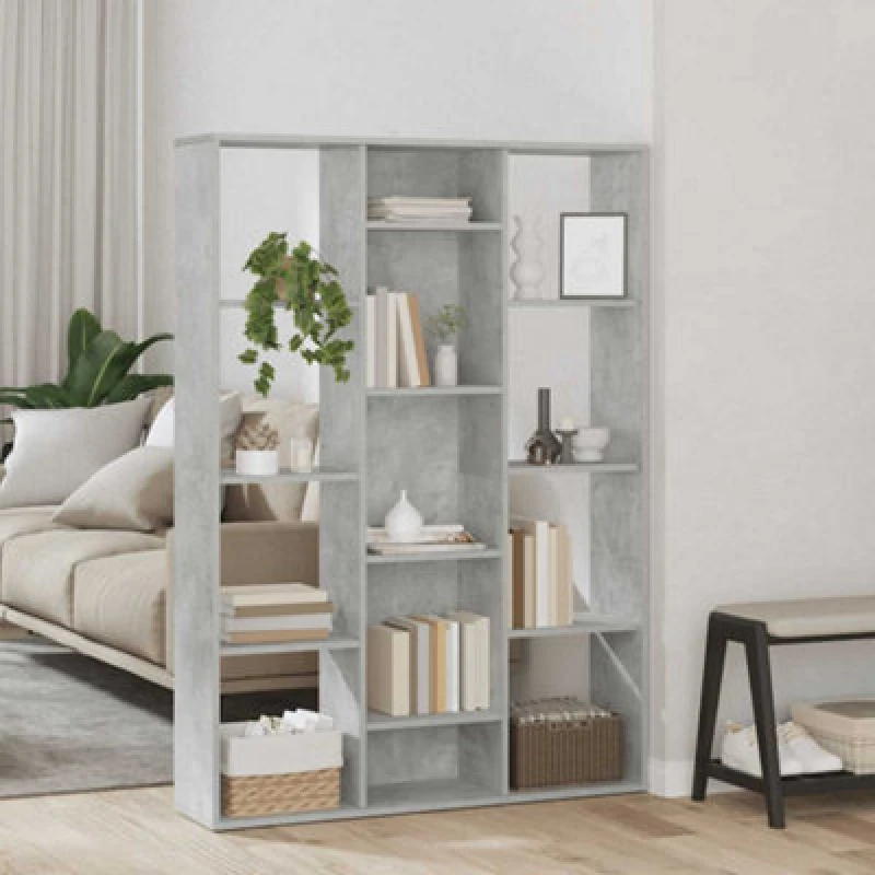 Image of Vidaxl Room Divider/book Cabinet Concrete Grey 100X24X140 Cm Engineered Wood