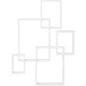 Image of HOMCOM Floating Shelves, Interlocking Cube Shelves for Decoration, White - White