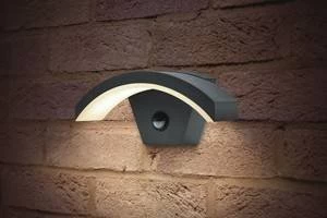 Image of Outdoor LED Curve PIR Wall Light 7.6W 4000K 420lm IP54