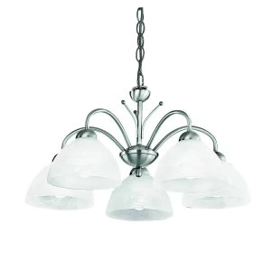 Image of 5 Light Multi Arm Ceiling Pendant Satin Silver, Glass, E14