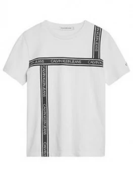 Image of Calvin Klein Jeans Boys Logo Tape T-Shirt - White