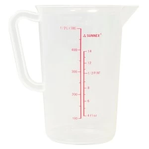 Image of Sunnex Polypropylene Clear Measuring Jug 0.5L
