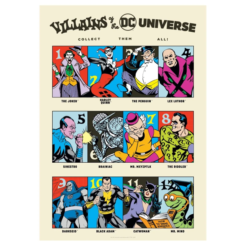Image of DC Comics 90th Anniversary Villains A3 Art print Multicolor Unisex A3