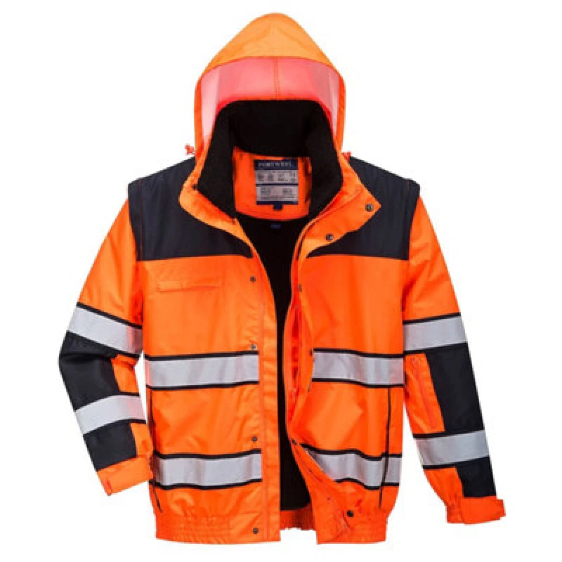 Image of Oxford Weave 300D Hi Vis Classic Bomber Jacket C466OBRM Colour: Orange / Black