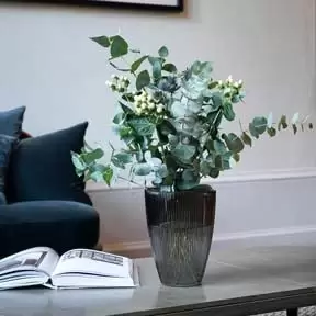 Image of Ivyline Charcoal Ribbed Tall Vase H24.5Cm W18Cm