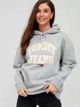 Image of Tommy Jeans Oversized College Argyle Hoodie - Grey Size XS Women