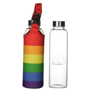 Image of Somewhere Rainbow Reusable Glass Water Bottle with Sleeve and Handle