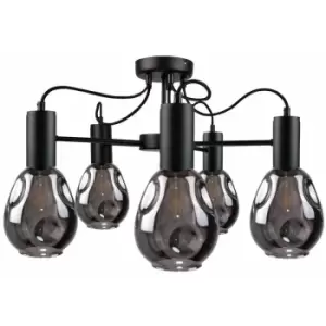 Image of Keter Kari Multi Arm Semi Flush Ceiling Light Black, 60cm, 5x E27