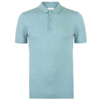 Image of Farah Benji Knitted Polo Mens - 356 GREEN BISCT