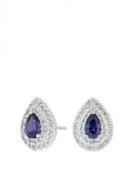 Image of Simply Silver Sterling Silver Cubic Zirconia Double Halo Blue Pear Earrings