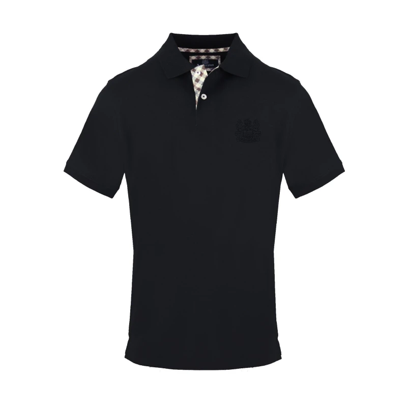 Image of Aquascutum Mens Polo Short Sleeve Polo Shirt Short Sleeve Polos Small Black 54249803350