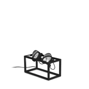 Image of AUDIO 2 Light Portable Floor Lamp Black, In-Built Switch, Non-Dim