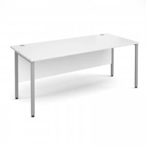 Image of Maestro 25 SL Straight Desk 1800mm x 800mm - Silver H Frame White top