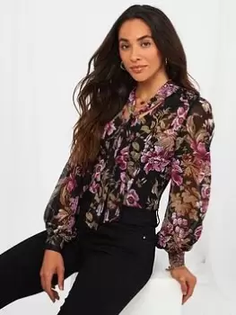 Image of Joe Browns Oh So Stunning Floral Blouse - Black, Size 14, Women
