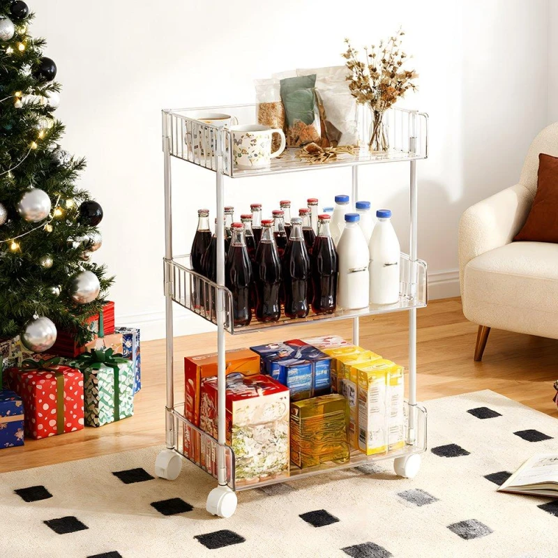 Image of LIFE IDEAS Transparent Rolling Storage Cart Bar Carts and Trolleys 4 Tier Clear 40430169000