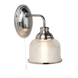 Image of Antique Style Satin Silver and Halophane Glass Wall Light