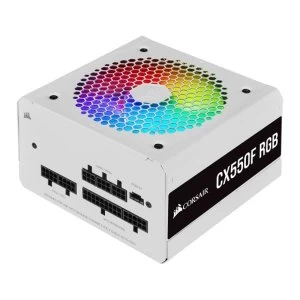 Image of Corsair 550W CX-F RGB Series CX550F PSU Fully Modular Rifle Bearing Fan 80+ Bronze RGB Fan White UK Plug