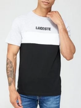 Image of Lacoste Colour Block Logo T-Shirt - Black/White