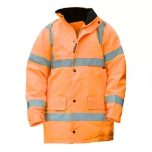 Image of Warrior Mens Nevada High Visibility Safety Jacket (S) (Fluorescent Orange)