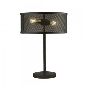 Image of Searchlight 2822-2BK Fishnet 2 Light Table Lamp In Matt Black
