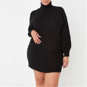 Image of Missguided Plus Recycled Tuck Slv Roll Dress - Black