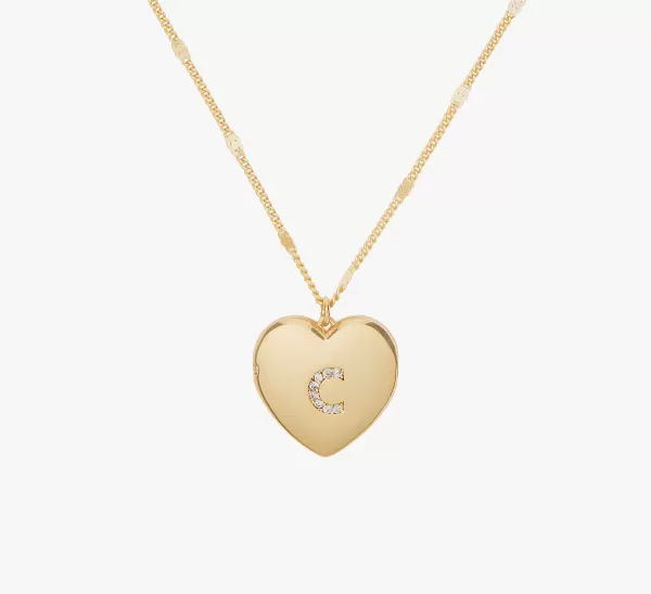 Image of C Heart Letter Locket Necklace