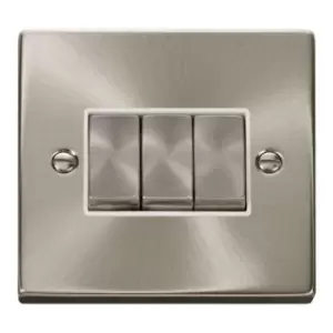 Image of Click Deco 10 AX 2 Way Plate Switch Satin Chrome White VPSC413WH