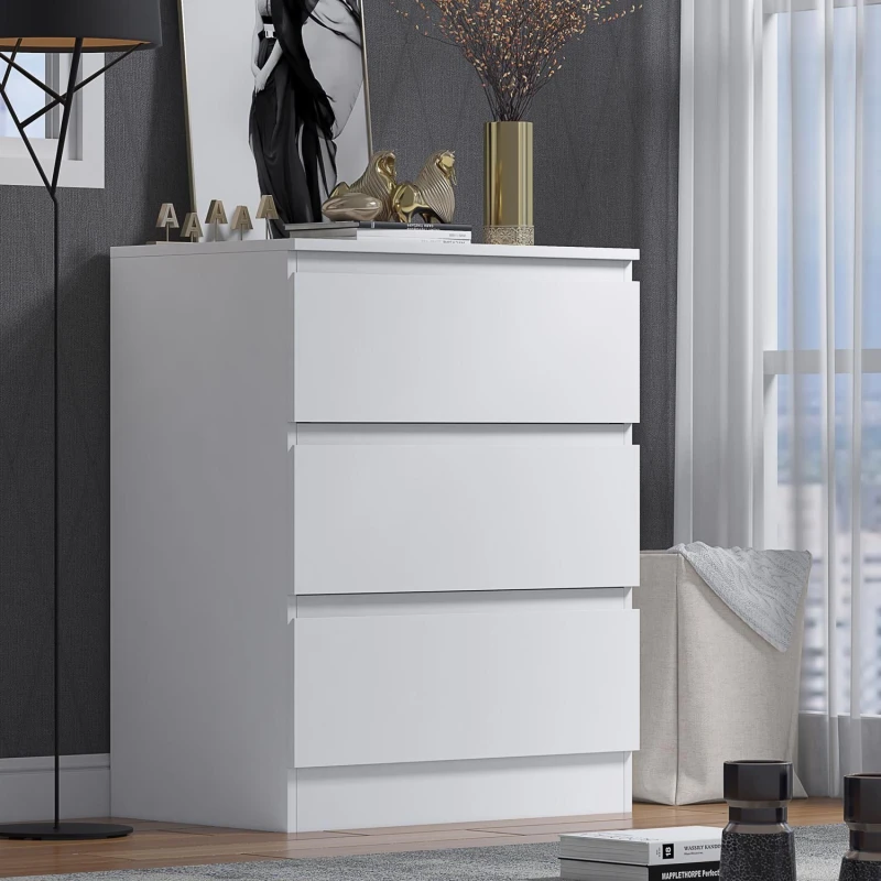Image of FWStyle FWStyle 3 Drawer Matt White Chest Of Drawers Scratch Resistant White One Size Unisex 5056413129987