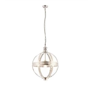 Image of 1 Light Spherical Pendant Bright Nickel Plated On Solid Brass, Glass, E27