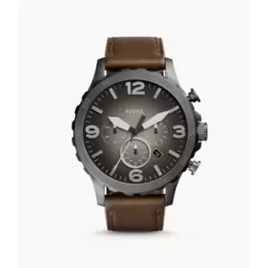 Image of Fossil Mens Nate Chronograph Leather Watch - Brown