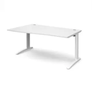 Image of Office Desk Left Hand Wave Desk 1600mm White Top With White Frame TR10