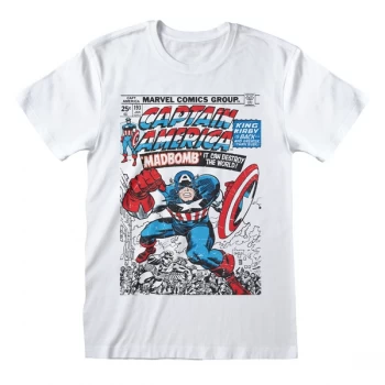 Image of Marvel Comics Captain America - Comic Cover Unisex Medium T-Shirt - White