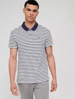 Image of Tommy Jeans Classic Easy Stripe Polo Shirt - Twilight Navy, Twilight Navy, Size S, Men