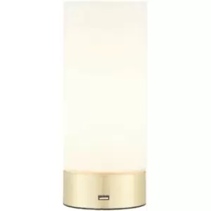 Image of Touch Dimmable Table Lamp Brass & Frosted Glass Shade Modern Light usb Charger