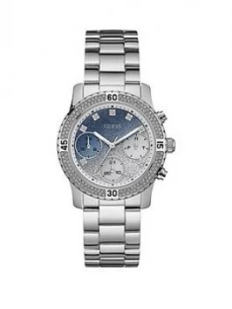 Image of Guess Guess Confetti Stone Set Bezel And Dial Ladies Stainless Steel Bracelet Watch