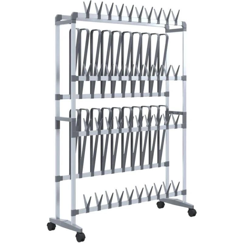 Image of VIDAXL Shoe Rack with Wheels Silver 89x27x120cm Vidaxl 8720287018469