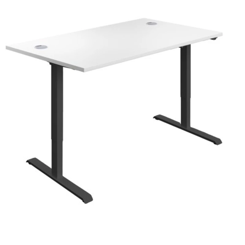 Image of First Economy Single Motor Sit/Stand Desk 1400x800x705-1220mm White/Black KF803943