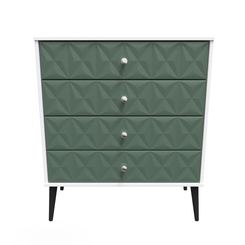 Image of Toledo 4 Drawer Chest In Labrador Green & White (Ready Assembled)