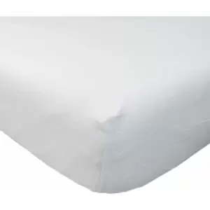 Image of White Brushed Cotton Fitted Sheet 100% Cotton Luxury Flannelette, Double - White - Homescapes
