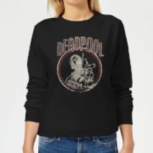 Image of Marvel Deadpool Vintage Circle Womens Sweatshirt - Black