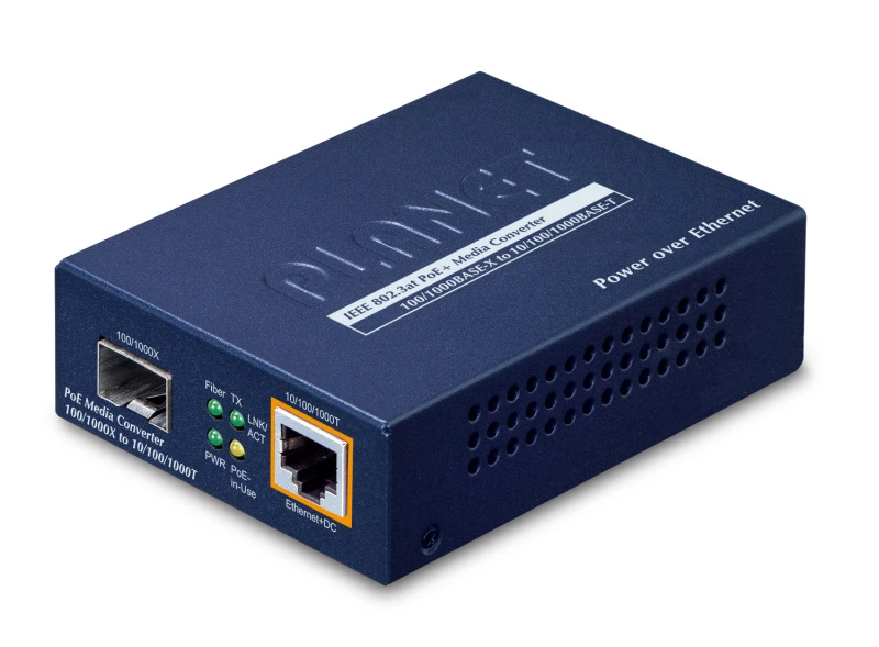 Image of PLANET IEEE802.3af/at PoE 10/100/1000 network media converter 1000 Mbi